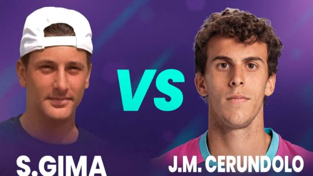 S. Gima contro J.M. Cerundolo in un elegante confronto del Challenger di Costa do Sauipe 2025.