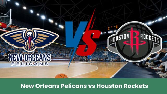 Logo New Orleans Pelicans e Houston Rockets su campo da basket per la partita NBA di preparazione del 13 ottobre 2025.