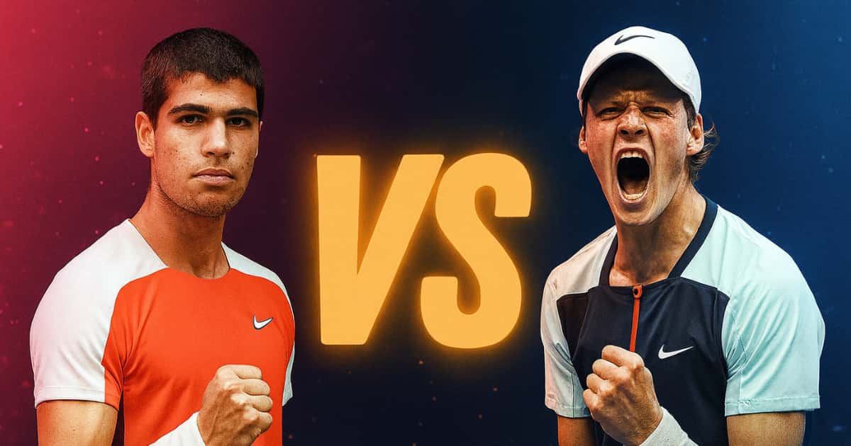 Miniatura elegante del match Alcaraz vs Sinner al Six Kings Slam 2025, Arabia Saudita